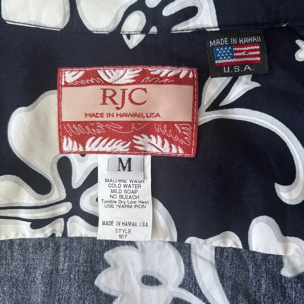 RJC Hawaiian 100% Cotton Camp Shirt Tiki Tropical Aloha Hibiscus Hawaii USA NWOT - Picture 9 of 12